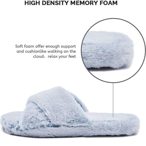 FamiPort crisscross soft cozy fluffy indoor/outdoor slippers - Picture 4 of 12